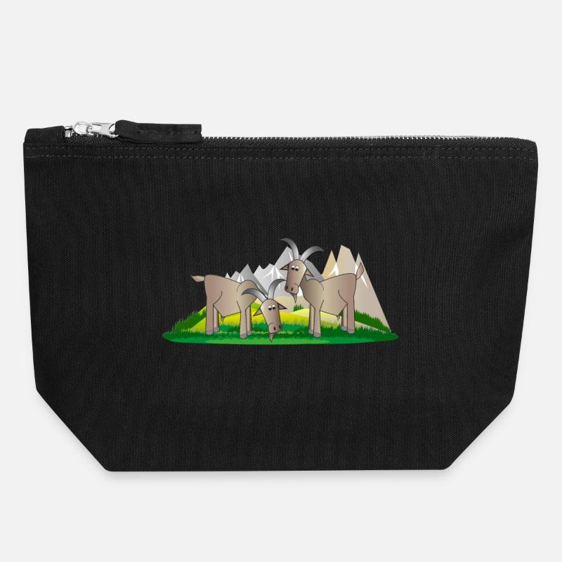 mountain goats - Canvas Zip Pouch 18 x 19 cm - black