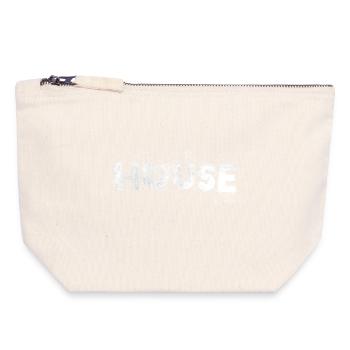 Music House art design for raver, EDM festival - Canvas Zip Pouch 18 x 19 cm - nature - Front