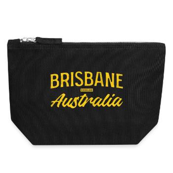 Brisbane Australia Yellow Typography - Canvas Zip Pouch 18 x 19 cm - black - Front