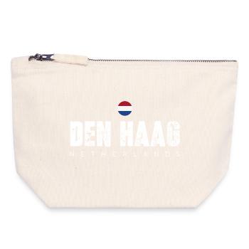 Den Haag Typographie de la ville en détresse - Pochette zippée en toile 18 x 19 cm - blanc naturel - Devant