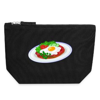 Traditionelles Englisches Frühstück - Canvas Reißverschluss-Täschchen (18 x 19 cm) - Schwarz - Vorne