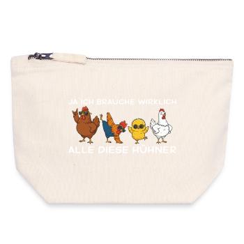 Hühnermama Ja ich brauche alle diese Hühner - Pochette zippée en toile 18 x 19 cm - blanc naturel - Devant