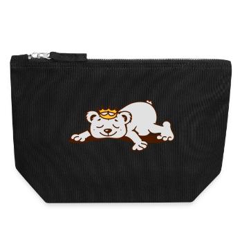 Un petit ours avec une couronne d'or dort - Pochette zippée en toile 18 x 19 cm - noir - Devant