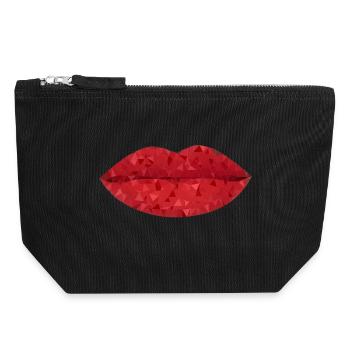 Intensiv rote geometrische Lippen - Canvas Reißverschluss-Täschchen (18 x 19 cm) - Schwarz - Vorne