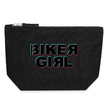 Biker girl glitch - Canvas Zip Pouch 18 x 19 cm - black - Front