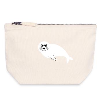 Seal Seal Animals Drôles Cadeaux Noël - Pochette zippée en toile 18 x 19 cm - blanc naturel - Devant