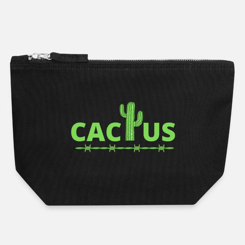 cactus, cactus humour - Pochette zippée en toile 18 x 19 cm - noir