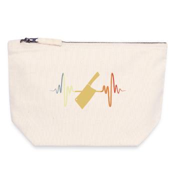 Hackbeil EKG Herzlinie - Canvas Reißverschluss-Täschchen (18 x 19 cm) - Naturweiß - Vorne