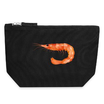 rosarote Garnele oder Shrimp von Hand gezeichnet - Canvas Reißverschluss-Täschchen (18 x 19 cm) - Schwarz - Vorne