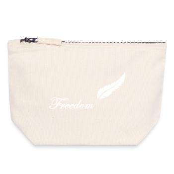 White feather and freedom - Canvas Zip Pouch 18 x 19 cm - nature - Front