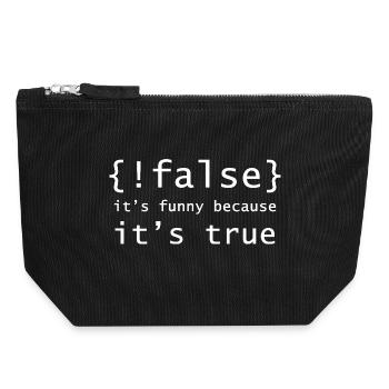 Boolean Pun: It's True - Canvas Zip Pouch 18 x 19 cm - black - Front