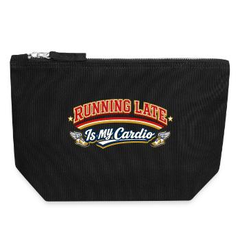 Retro Running Late Is My Cardio Saying Quote - Canvas Zip Pouch 18 x 19 cm - black - Front