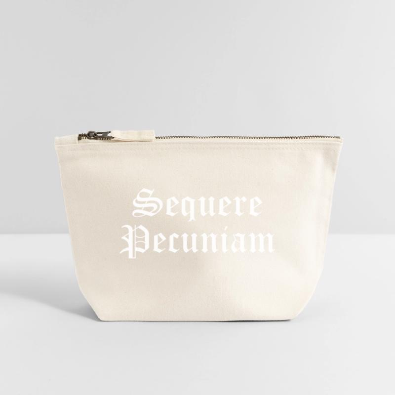 Sequere Pecuniam Gothic Script Canvas Zip Pouch 18 x 19 cm
