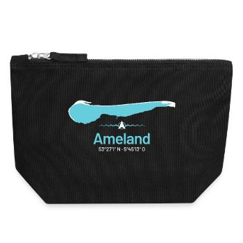Ameland | Design-Landkarte - Canvas Reißverschluss-Täschchen (18 x 19 cm) - Schwarz - Vorne