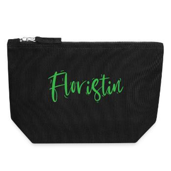 Floristin Design – Eleganter Schriftzug - Canvas Reißverschluss-Täschchen (18 x 19 cm) - Schwarz - Vorne