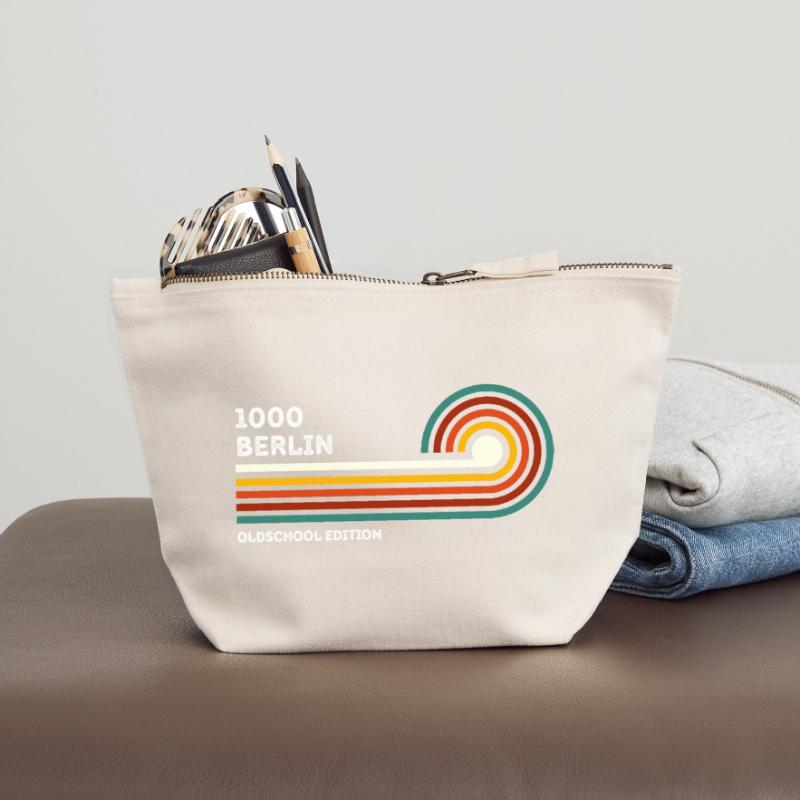 Berlin Retro Shirt Zip Code 1000 Zip Code Souvenir Canvas Zip Pouch 18 x 19 cm