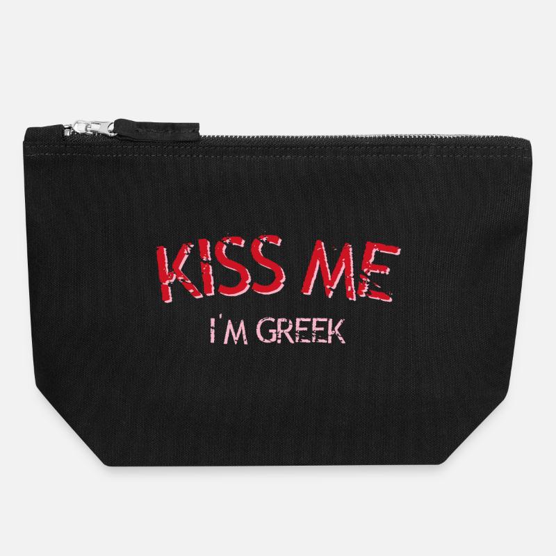 Embrasse-moi, je suis grec - Pochette zippée en toile 18 x 19 cm - noir