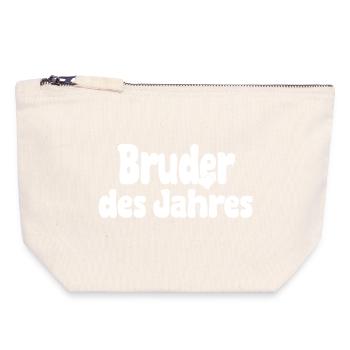 Bruder des Jahres – Herz - Canvas Reißverschluss-Täschchen (18 x 19 cm) - Naturweiß - Vorne