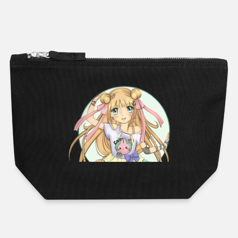 Mangas - Pochette zippée en toile 18 x 19 cm - noir
