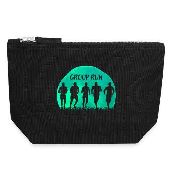 Course de groupe Course de groupe en équipe avec de l’herbe et de la lune - Pochette zippée en toile 18 x 19 cm - noir - Devant