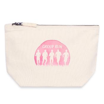 Course de groupe Course de groupe en équipe avec de l’herbe et de la lune - Pochette zippée en toile 18 x 19 cm - blanc naturel - Devant