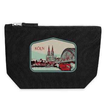 Panoramablick Köln Illustration - Canvas Reißverschluss-Täschchen (18 x 19 cm) - Schwarz - Vorne