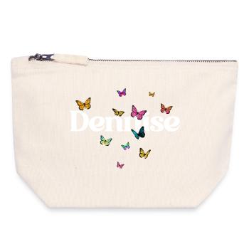 Beautiful girl's name DENNISE with butterflies - Canvas Zip Pouch 18 x 19 cm - nature - Front