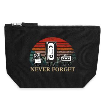 Retro Kassetten-Trio mit Never Forget Theme - Canvas Reißverschluss-Täschchen (18 x 19 cm) - Schwarz - Vorne