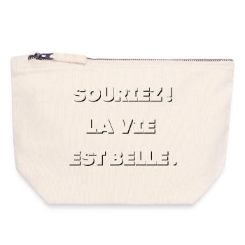 Neon Outline Typog Black - Canvas Zip Pouch 18 x 19 cm - nature - Front