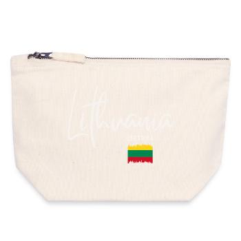 Lithuanian roots, flag of Lithuania - Canvas Zip Pouch 18 x 19 cm - nature - Front