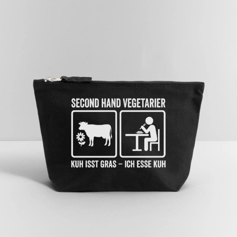 Second Hand Vegetarier – Lustiges Fleisch Design Canvas Reißverschluss-Täschchen (18 x 19 cm)