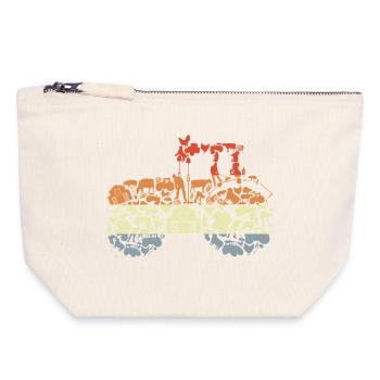 Silhouette de tracteur rétro - Pochette zippée en toile 18 x 19 cm - blanc naturel - Devant