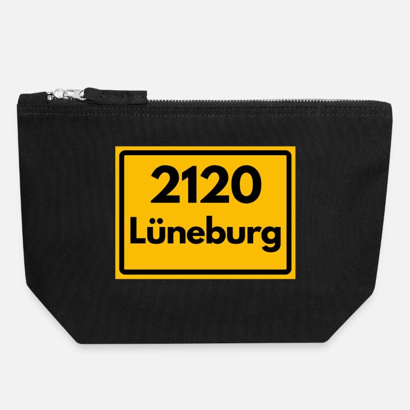 OLD POSTCODE POSTCODE RETRO 2120 LÜNEBURG - HANSE - Canvas Zip Pouch 18 x 19 cm - black
