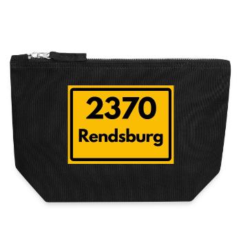 ALTE POSTLEITZAHL PLZ RETRO 2370 RENDSBURG – FJORD - Canvas Reißverschluss-Täschchen (18 x 19 cm) - Schwarz - Vorne