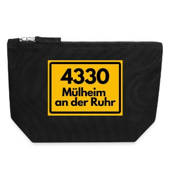 ALTE POSTLEITZAHL PLZ RETRO 4330 Mülheim a.d. Ruhr - Canvas Reißverschluss-Täschchen (18 x 19 cm) - Schwarz - Vorne