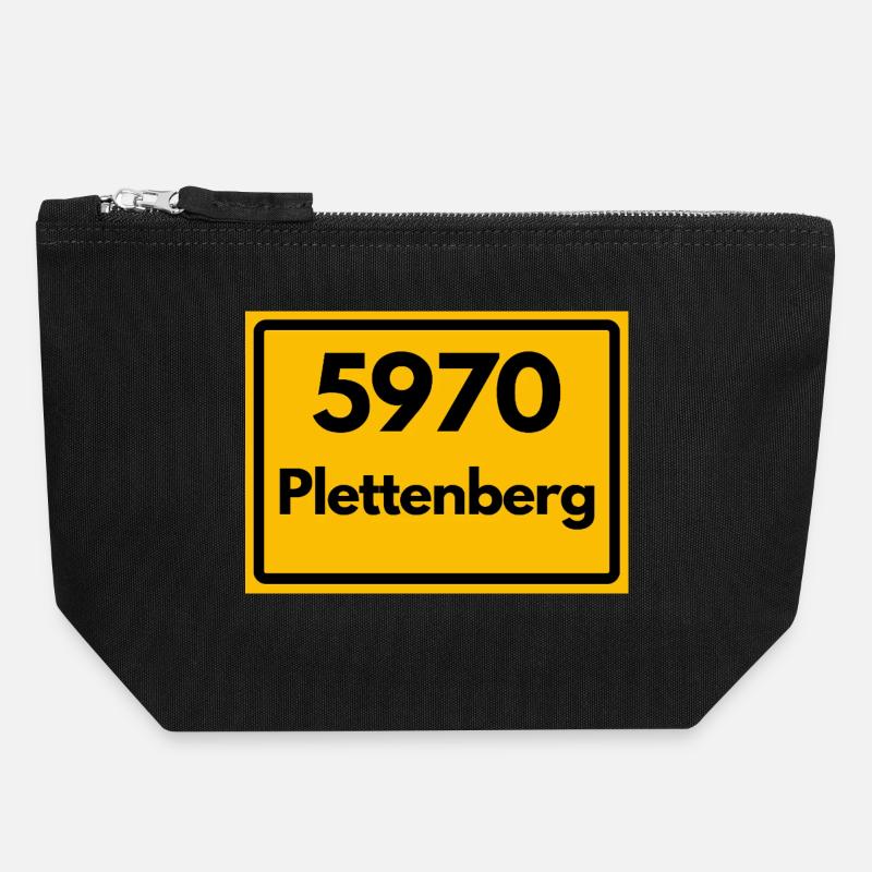 OLD POSTCODE POSTCODE RETRO 5970 PLETTENBERG - Canvas Zip Pouch 18 x 19 cm - black