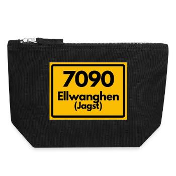 ALTE POSTLEITZAHL PLZ 7090 ELLWANGEN JAGST HEIMAT - Canvas Reißverschluss-Täschchen (18 x 19 cm) - Schwarz - Vorne