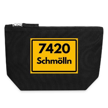 ALTE POSTLEITZAHL PLZ RETRO 7420 SCHMÖLLN - Canvas Reißverschluss-Täschchen (18 x 19 cm) - Schwarz - Vorne