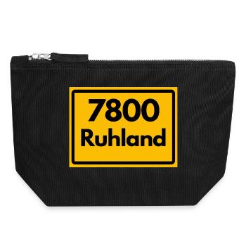 ALTE POSTLEITZAHL PLZ, BRANDENBURG 7800 RUHLAND - Canvas Reißverschluss-Täschchen (18 x 19 cm) - Schwarz - Vorne