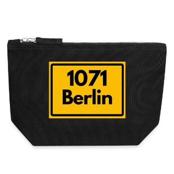 1071 BERLIN DDR RETRO HEIMATSTOLZ - Canvas Reißverschluss-Täschchen (18 x 19 cm) - Schwarz - Vorne