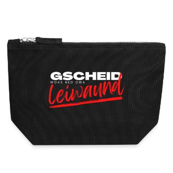 gscheid woas ned owa leiwaund, lustiger Dialekt - Canvas Reißverschluss-Täschchen (18 x 19 cm) - Schwarz - Vorne