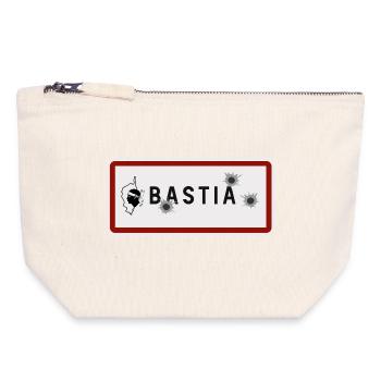 Panneau d’entrée de la ville de Bastia - Pochette zippée en toile 18 x 19 cm - blanc naturel - Devant