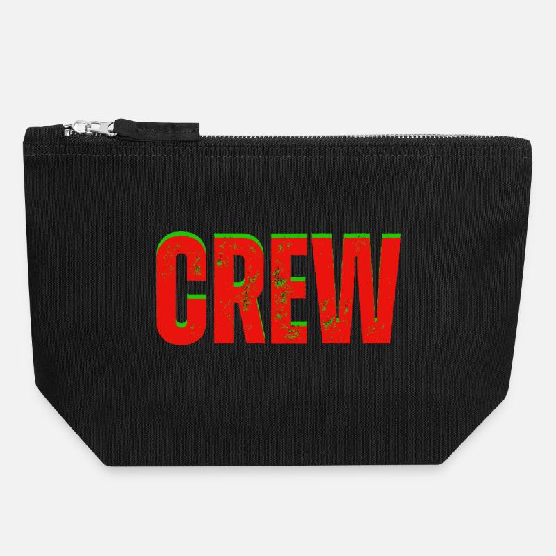 Équipage rouge vert - Pochette zippée en toile 18 x 19 cm - noir