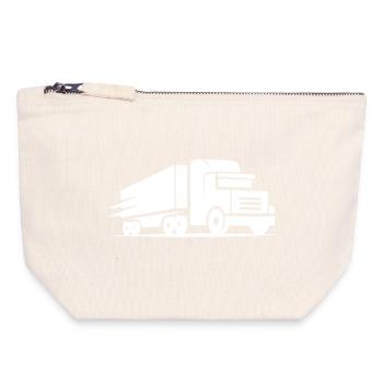 Icône du camion de transport - Pochette zippée en toile 18 x 19 cm - blanc naturel - Devant