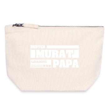 Photo de père avec une barre de chargement amusante pour Murat - Pochette zippée en toile 18 x 19 cm - blanc naturel - Devant