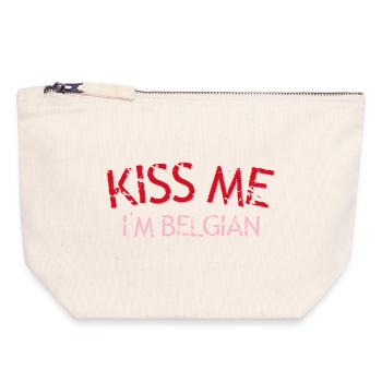 Kiss Me Belgium T-Shirt - Canvas Zip Pouch 18 x 19 cm - nature - Front