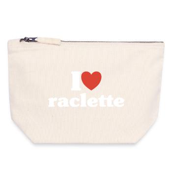 J'aime La Raclette Love Humour Fromage Cadeau Ski  - Pochette zippée en toile 18 x 19 cm - blanc naturel - Devant