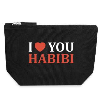 i love you habibi - Pochette zippée en toile 18 x 19 cm - noir - Devant