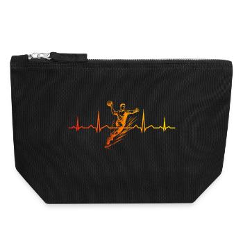 Message clair de handball pour hommes - Pochette zippée en toile 18 x 19 cm - noir - Devant