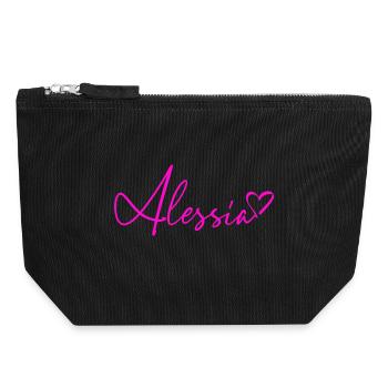 Alessia Signatur Neon Pink - Canvas Reißverschluss-Täschchen (18 x 19 cm) - Schwarz - Vorne